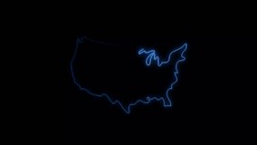Neon Outline Map of USA with Text animation 4k resolution motion Background. glowing United state America map icon, USA Map Borders looping isolated on black screen.
 - Powered by Shutterstock - Get 15% off with code: PIKWIZARD15