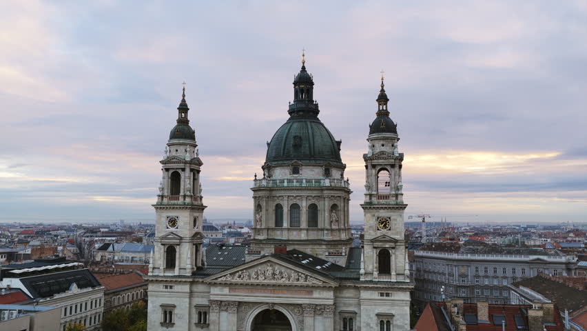 St. Stephen’s Basilica stands majestically above Budapest’s city grid, its grand dome centered in balance.