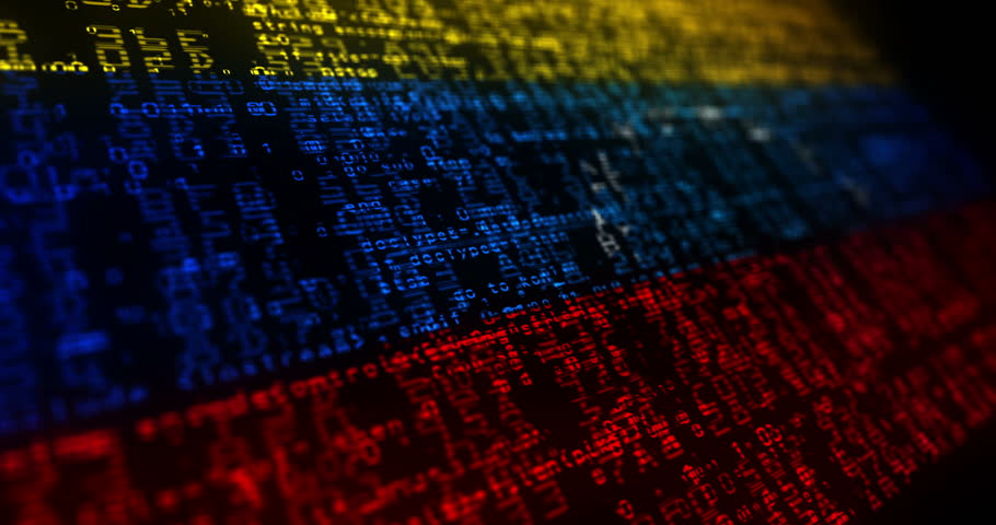 Venezuela flag waving secure code. Venezuelan blowing banner cyber security attack and hack concept animation.
