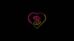 The heart-shaped neon Bitcoin logo is a digital currency. - Powered by Shutterstock - Get 15% off with code: PIKWIZARD15