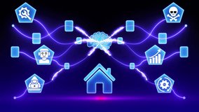 Digital Brain Network Connecting Business Icons and House Symbol with Blue Neon Lights technology connection - Powered by Shutterstock - Get 15% off with code: PIKWIZARD15
