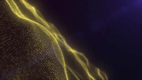 Elegant golden particles move fluidly over a deep purple background, creating a mesmerizing digital wave motion. - Powered by Shutterstock - Get 15% off with code: PIKWIZARD15