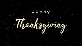 Animated handwritten Happy Thanksgiving text with falling maple leaves, ideal for autumn holiday greetings - Powered by Shutterstock - Get 15% off with code: PIKWIZARD15