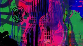 Soft chaotic abstract grunge background with pink blue turquoise and peach layered paint smears sketch lines scribbles and dreamy hand crafted mixed media textures - Powered by Shutterstock - Get 15% off with code: PIKWIZARD15