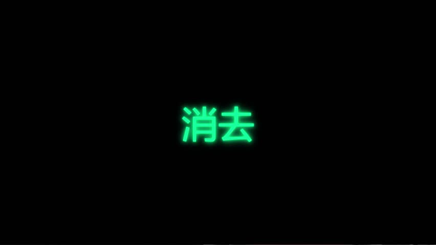 Pixelated Chinese Text Disappear Glitch on Retro Console Black Screen (delete=消去)