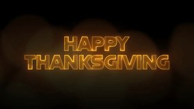 Happy Thanksgiving neon glow sign shining golden light for holiday celebration - Powered by Shutterstock - Get 15% off with code: PIKWIZARD15