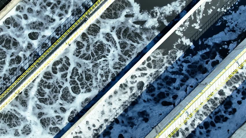Wastewater treatment plant aeration basins, industrial water treatment process, environmental engineering infrastructure