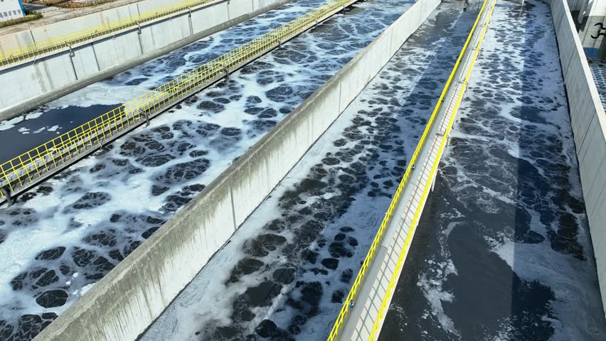 Wastewater treatment plant aeration basins, industrial water treatment process, environmental engineering infrastructure