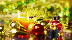  Elegant golden Christmas bells adorned with red ribbons and festive greenery, symbolizing holiday joy and the classic sounds of the season. - Powered by Shutterstock - Get 15% off with code: PIKWIZARD15