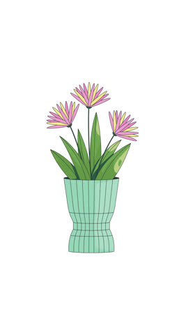 Decorative flowers plant swaying in pot 2D cartoon vertical animation. Home decor, nature. Houseplant floral breeze. Potted delicate blossoms animated flat colorful object 4K video isolated on white
