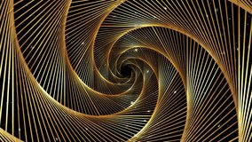 Animation of gold hexagonal tunnel, 3D spiral striped grid rotating, golden bright geometry, loop footage abstract background special effect for vj, dj, template, meditation, intro and outro video - Powered by Shutterstock - Get 15% off with code: PIKWIZARD15
