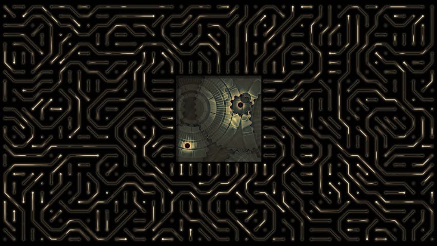 microchip or processor in an abstract circuit board background pattern, computer technology with vintage mechanics, artificial intelligence, computing power, internal processes of a machine or system - Powered by Shutterstock - Get 15% off with code: PIKWIZARD15