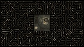 microchip or processor in an abstract circuit board background pattern, computer technology with vintage mechanics, artificial intelligence, computing power, internal processes of a machine or system - Powered by Shutterstock - Get 15% off with code: PIKWIZARD15
