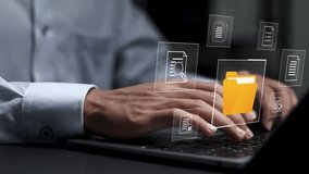 Digital data storage technology concept. Document file, digital document files stored on secure and always available internet-based servers. - Powered by Shutterstock - Get 15% off with code: PIKWIZARD15