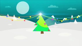 Animated Christmas Tree Surrounded by Falling Gifts on Snowy Night Landscape - Holiday Greeting Background  - Powered by Shutterstock - Get 15% off with code: PIKWIZARD15