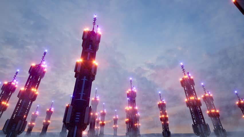 Modern digital 6G tower network connection tech bg 4k. 3D Illustration - Powered by Shutterstock - Get 15% off with code: PIKWIZARD15