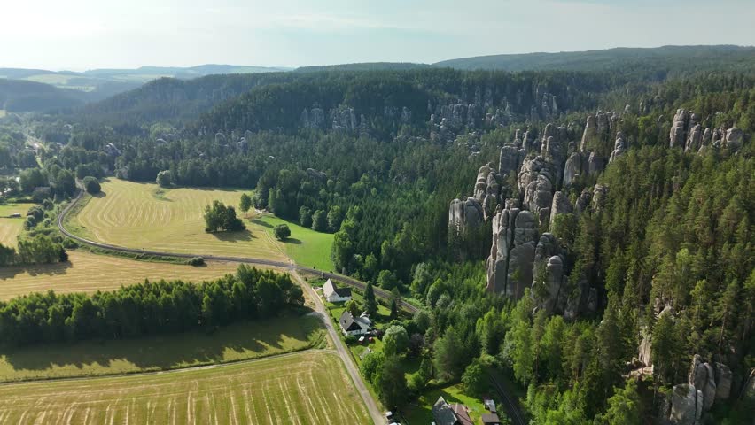 Aerial View of Teplice Rocks in Adrspach Teplice Mountain Park, Bohemia, Czech Republic