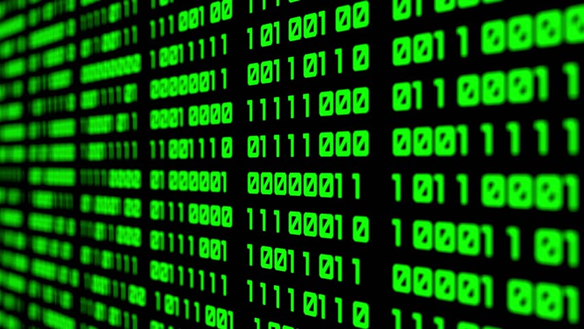 zero one Source codes in cyberspace on black background. Animation. Inside software or matrix with 3D walls of source code. Dipping matrix source codes