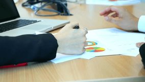 Tablet, strategy and documents with hands of business people in meeting for branding, data analytics and marketing. Sales, idea and charts with - Powered by Shutterstock - Get 15% off with code: PIKWIZARD15