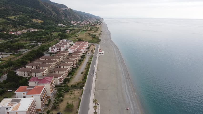 Landscape with a scenic sandy beach on the thyrrenian coastline in Calabria, Italy