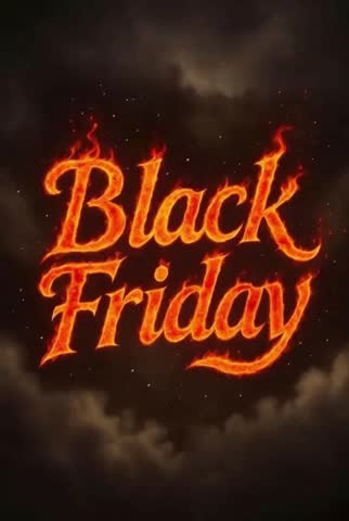 Dynamic motion graphics footage showcasing Black Friday announcement sale promo hot deals burning prices exclusive offers. Perfect for ads and marketing campaigns