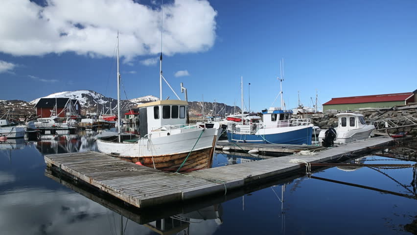 FISHING HARBOUR LOFOTEN, NORWAY - MAY 2013: Typical fishing boats used of local