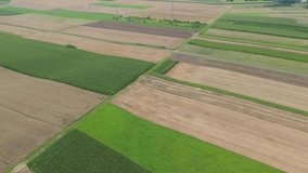 Aerial view of patchwork farmland with green and golden fields in summer countryside agricultural landscape. - Powered by Shutterstock - Get 15% off with code: PIKWIZARD15