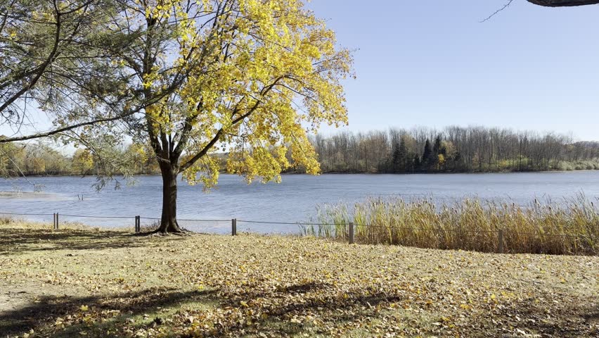 Leaser lake in northeast Pennsylvania on a sunny fall afternoon 