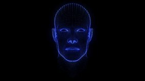AI Cyber Head Blue Loop – Futuristic Artificial Intelligence 3D Face Visualization Graphic Element	 - Powered by Shutterstock - Get 15% off with code: PIKWIZARD15