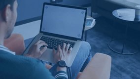 Man typing on laptop, initiating holographic tech demo with globe and charts tracking value changes. Technology, data visualization, innovation, digital, modern, workspace, progress - Powered by Shutterstock - Get 15% off with code: PIKWIZARD15