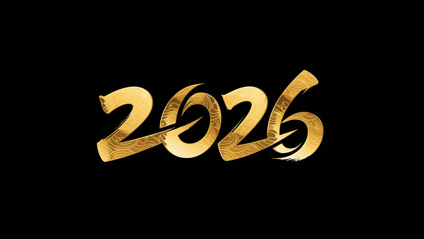 2026 Golden Digital Font Calligraphy Design,alpha channel