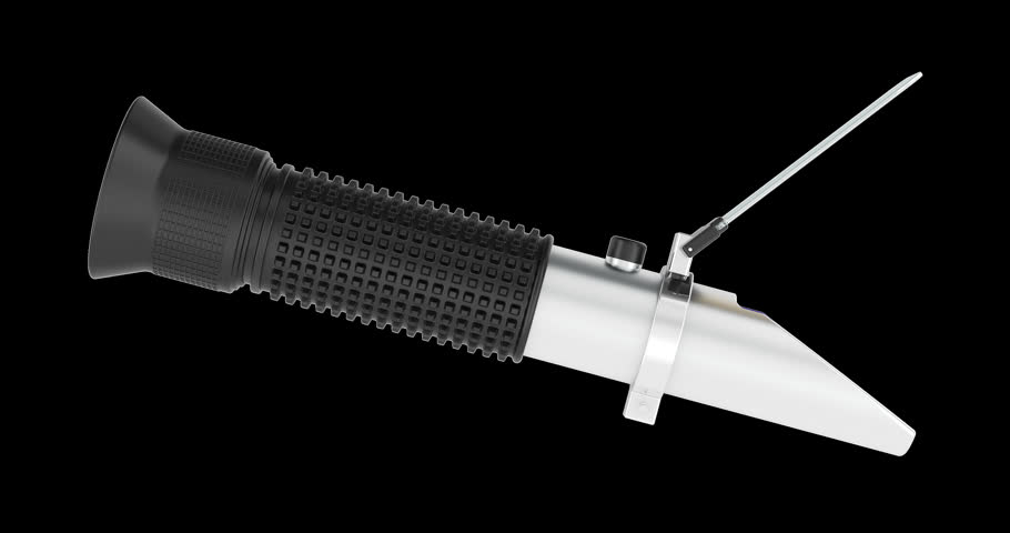 Handheld optical refractometer rotation animation seamlessly loopable. 3D rendering isolated on transparent background