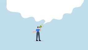 Woman speak out, businesswoman shouts into megaphone with large speech bubble. - Powered by Shutterstock - Get 15% off with code: PIKWIZARD15