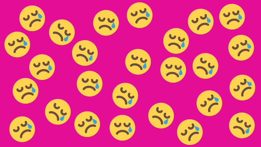 Multiple crying face emojis on pink background. Suitable for expressing sadness and emotions in modern digital communication.	

