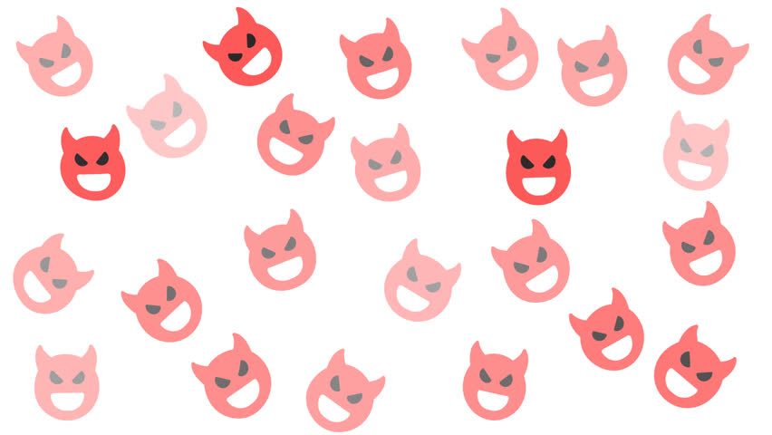 Many red and pink cartoon devil faces ideal for halloweenthemed designs, stickers, greeting cards, posters, and digital illustrations for kids.	
