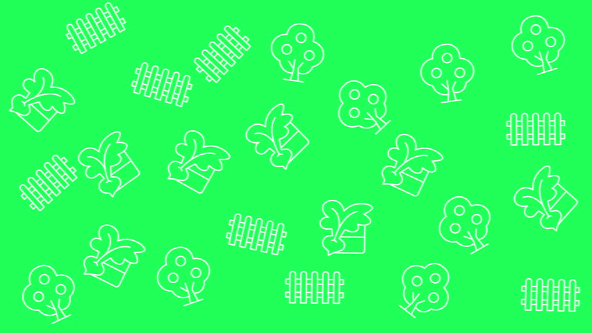 Bright green background with scattered light green garden icons. Perfect for naturethemed designs, ecofriendly businesses, and environmental campaigns.	
