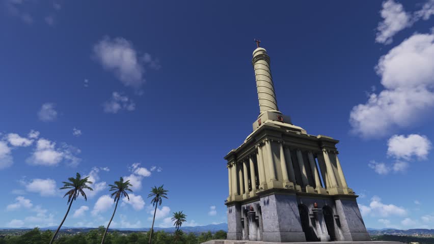 3D - Aerial view of Monument to the Heroes of the Restoration in Santiago de los Caballeros. Dominican Republic