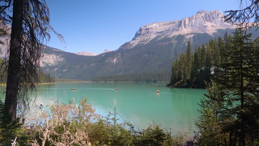 Beautiful Emerald lake in British Columbia, Yoho national park Canada surrounded by mountains,