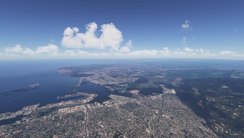 3D - Aerial view of Kingston City. Jamaica