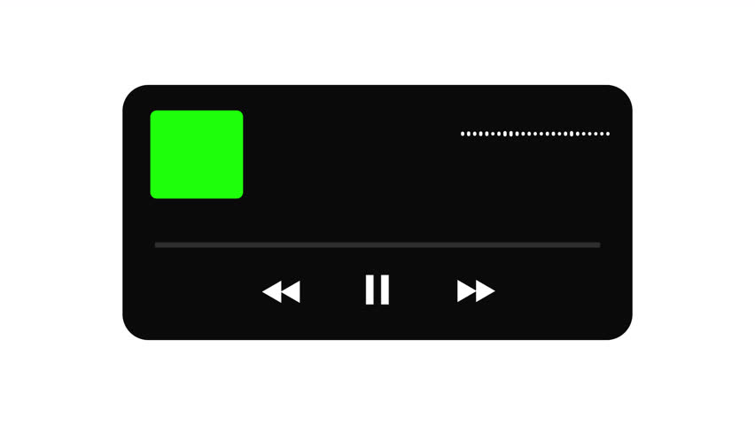 Music player animation on white background, music player template with audio waveform.	
