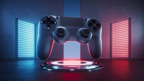 Gamepad with glowing neon lights background, 3d rendering 4k  - Powered by Shutterstock - Get 15% off with code: PIKWIZARD15