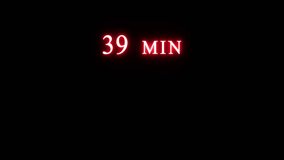 Neon 39-minute counting number animation. Neon counting timer on black background. - Powered by Shutterstock - Get 15% off with code: PIKWIZARD15
