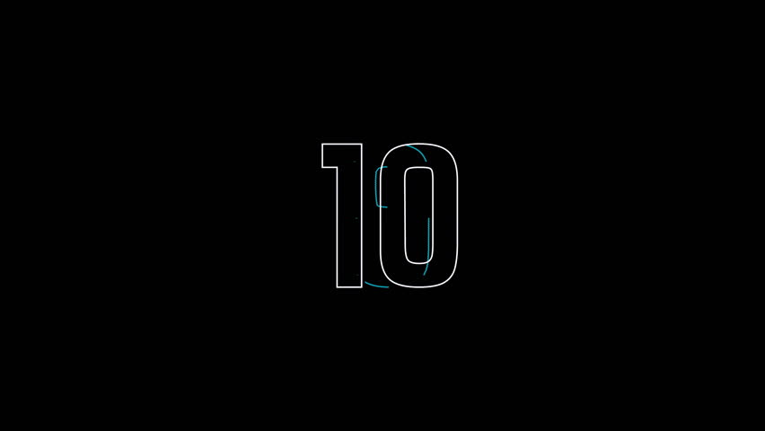 Glitch neon 10 second countdown animation from 10 to 0 on black background, featuring distorted digital motion and cyberpunk color effects. 4K video
