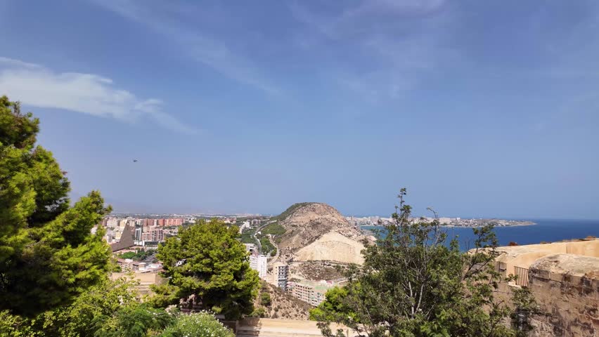 Alicante Spain city coastal viewpoint from Santa Barbara medieval castle