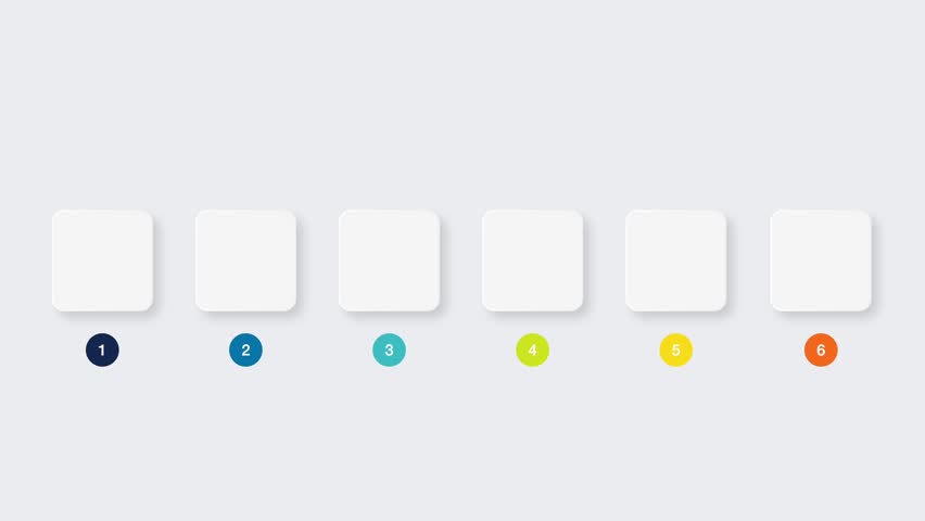animated video of business infographics rectangle with multi color  label 5 and 6 steps for workflow, presentation, 4k animation