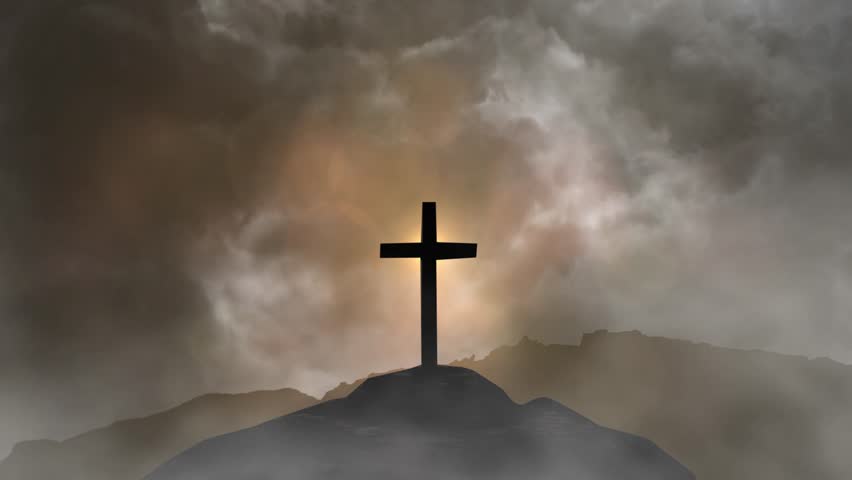 view of Jesus Cross Silhouette on the Hill