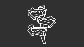 Wooden sign white line animated icon. Motion graphic animation winter themed - Powered by Shutterstock - Get 15% off with code: PIKWIZARD15