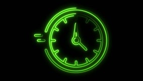 Green neon clock quickly ticking against black, symbolizing speed, efficiency, and deadlines. Perfect for time lapse, motion graphic, and productivity projects. - Powered by Shutterstock - Get 15% off with code: PIKWIZARD15