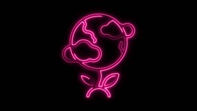 Dynamic neon animation of Earth as a blooming flower, symbolizing growth and sustainability. Use for environmental awareness, futuristic tech, and positive change. - Powered by Shutterstock - Get 15% off with code: PIKWIZARD15