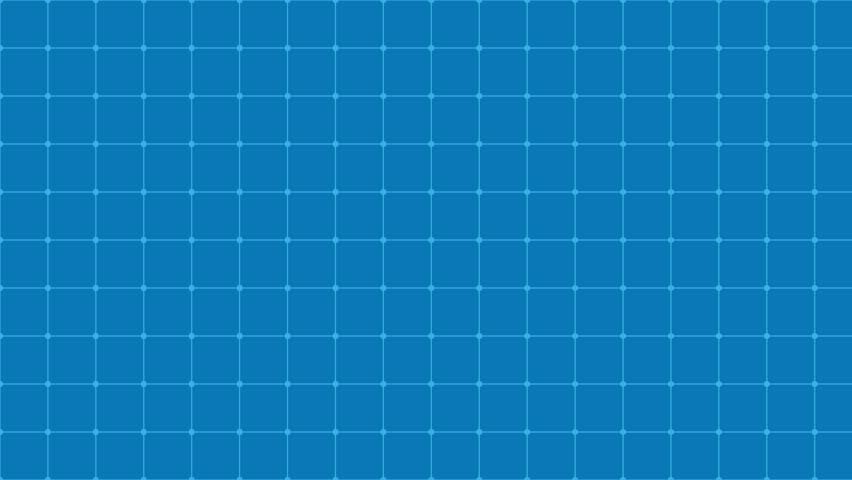 Animation of a moving blue background with white cells. Architectural technical grid of strokes for the plan. Blueprint paper graphic texture. Abstract loop backdrop pattern